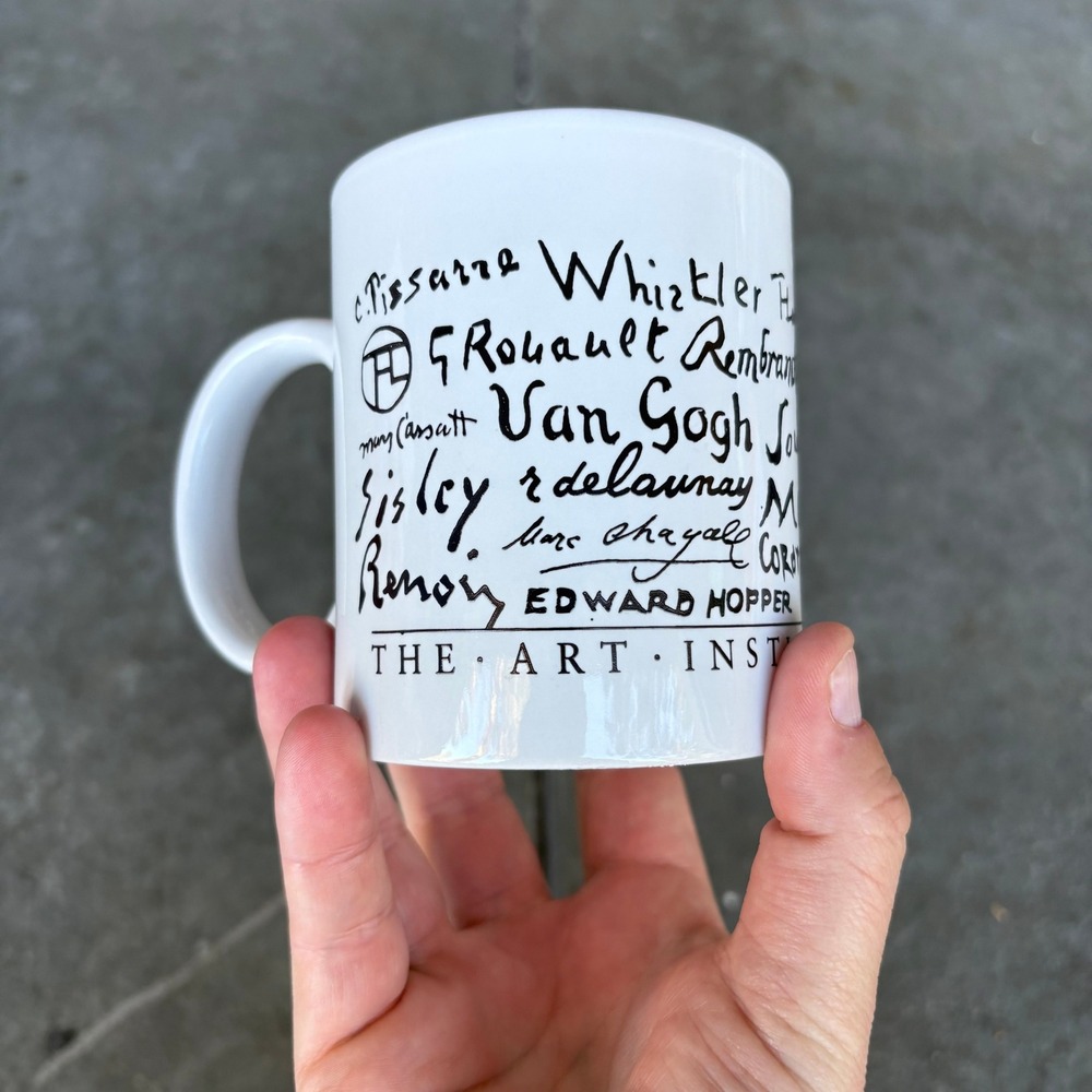 Art Institute of Chicago Mug Artists Signatures White Ceramic Vintage